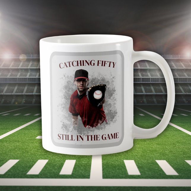 Modern Baseball Catching Fifty Men's 50th Birthday Coffee Mug (Creator Uploaded)