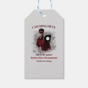 Modern Baseball Catching Fifty Men's 50th Birthday Gift Tags