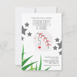 Modern Baseball Field Birthday Stars Party Invitation