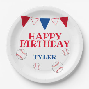 Modern Baseball Kids Birthday Party Paper Plate