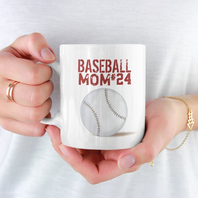 Modern Baseball Mum Simple Typography Player Coffee Mug (Creator Uploaded)