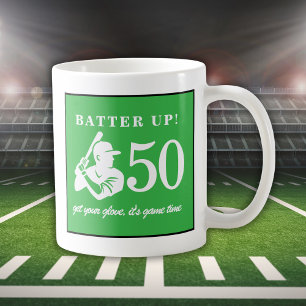 Modern Baseball Player Men's 50th Birthday Coffee Mug