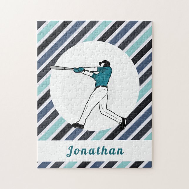 Modern Baseball Softball Player Striped His Name Jigsaw Puzzle (Vertical)