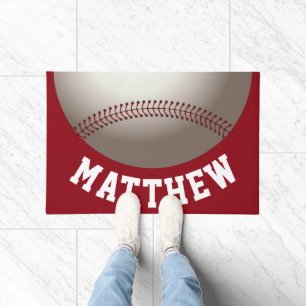 Modern Baseball Sports Design Name Doormat