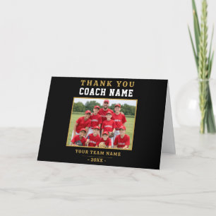 Modern Baseball Team Photo Coach Thank You Card