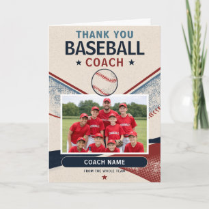 Modern Baseball Team Photo Coach Thank You Card