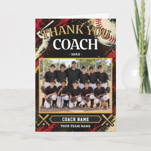 Modern Baseball Team Photo Coach Thank You Card