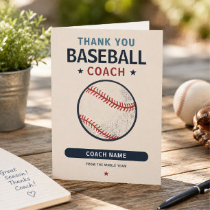 Modern Baseball Team Player Coach Thank You Card