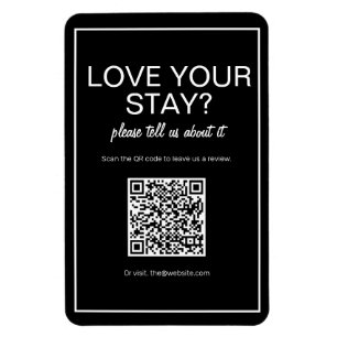 Modern Basic Black Digital QR Code Review Magnet