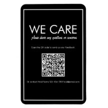 Modern Basic Black QR Code Feedback Magnet