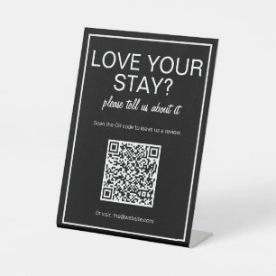 Modern Basic Black QR Code Review Table Sign