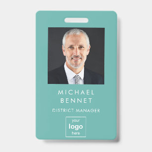 Modern Basic Green Corporate Photo ID Badge
