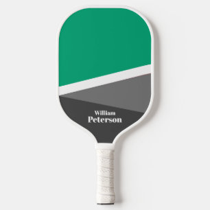Modern Basic Mint Green Grey Shades Custom Name Pickleball Paddle