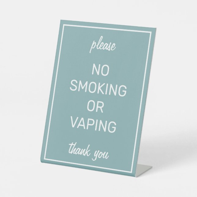 Modern Basic Teal No Smoking Tabletop Sign (Front)
