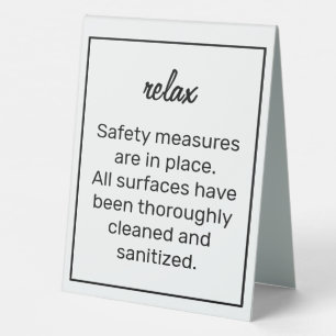 Modern Basic White Clean Sanitise Table Tent Sign