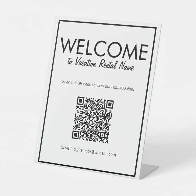 Modern Basic White Digital QR Code Welcome Sign (Front)