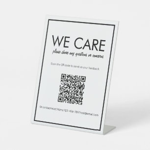 Modern Basic White QR Code Feedback Counter Sign