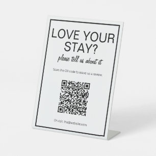 Modern Basic White QR Code Review Table Sign