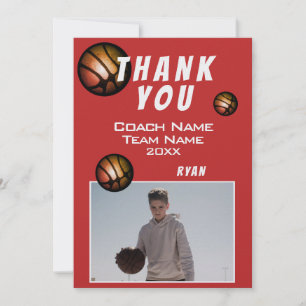Modern Basketball Ball Photo Thank you Coach Card