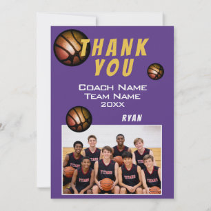 Modern Basketball Ball Photo Thank you Coach Card