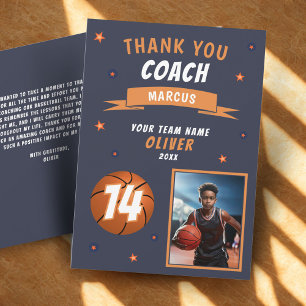 Modern Basketball Ball Photo Thank you Coach Card