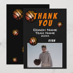 Modern Basketball Ball Photo Thank you Coach Card