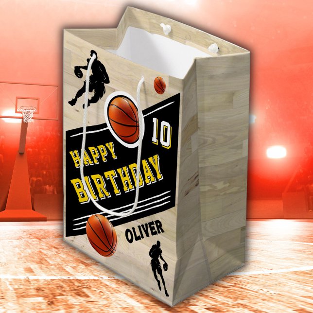 Modern Basketball Ball Player Themed Birthday  Medium Gift Bag (Creator Uploaded)