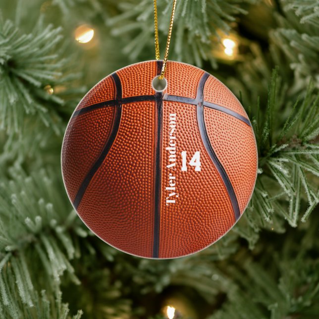 Modern Basketball Name and Player Number  Ceramic Ornament (Tree)