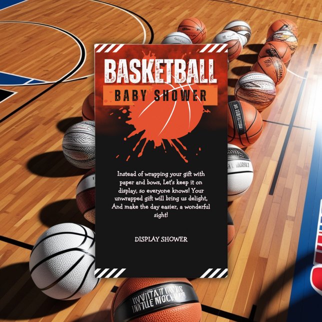 Modern Basketball Orange Ball Baby Shower Enclosure Card (Creator Uploaded)
