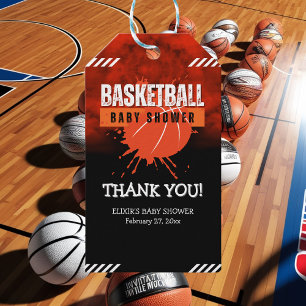 Modern Basketball Orange Ball Baby Shower Gift Tags