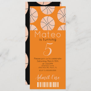 Modern Basketball Pattern  Ticket Style Party   In Invitation