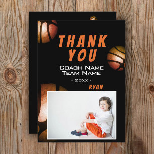 Modern Basketball Photo Thank you Coach Card
