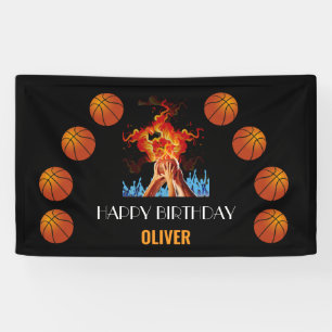 modern Basketball Sports player Birthday Party boy Banner