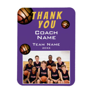 Modern Basketball Team Photo Coach Magnet