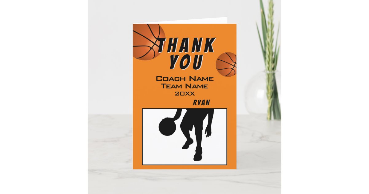 Modern Basketball Thank you Coach Card | Zazzle.com.au