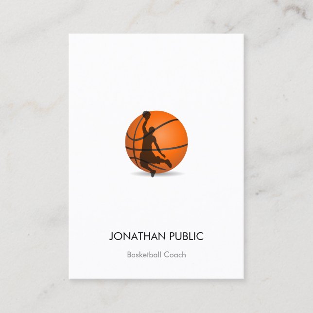 Modern Basketball Trainer Coach Elegant Template Business Card (Front)