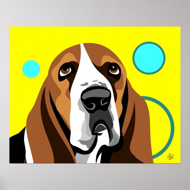 Modern Basset Hound Art Poster (Front)