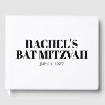Modern Bat Mitzvah Black and White Personalised Guest Book<br><div class="desc">Modern Bat Mitzvah Black and White Personalised Guest Book</div>
