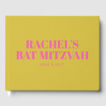 Modern Bat Mitzvah Cute Pink Yellow Personalised Guest Book<br><div class="desc">Modern Bat MitzvahCute Pink and Yellow Personalised Guest Book</div>