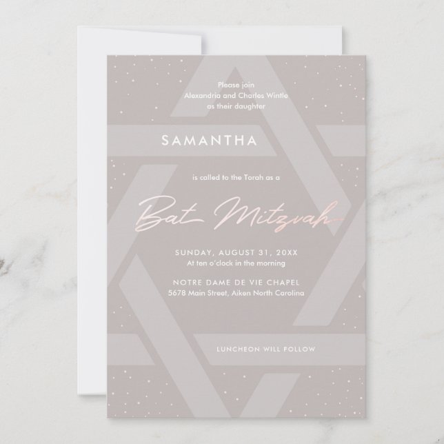Modern Bat Mitzvah Invitation (Front)