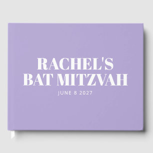 Modern Bat Mitzvah Lavender Purple Personalised Guest Book