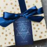 Modern Bat Mitzvah Party Blue Star of David Custom Gift Tags<br><div class="desc">Beautiful deep shades of dark blue create a texture like water on this formal Bat Mitzvah party gift tag. Elegant white minimalist script with your daughter's name on the subtle Star of David to celebrate her Jewish coming of age.</div>