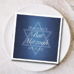 Modern Bat Mitzvah Party Blue Star of David Custom Napkin<br><div class="desc">Beautiful deep shades of dark blue create a texture like water on these custom formal Bat Mitzvah party napkins. Elegant white minimalist script on decor with your daughter's name on the subtle Star of David for a Jewish celebration.</div>