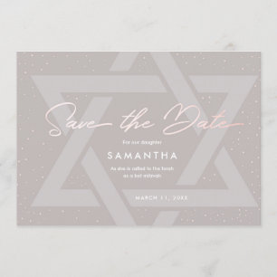 Modern Bat Mitzvah Save the Date Invitation