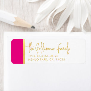 MODERN bat mitzvah ultra trendy pink gold  Return Address Label
