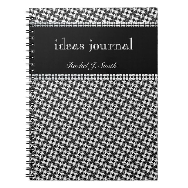 Modern Batik BlackWhite pattern Notebook Journal (Front)