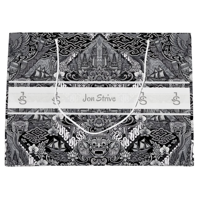 Modern BATIK Pattern Large Gift Bag (Front)