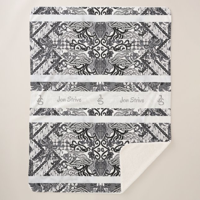 Modern BATIK Pattern Sherpa Blanket (Front)