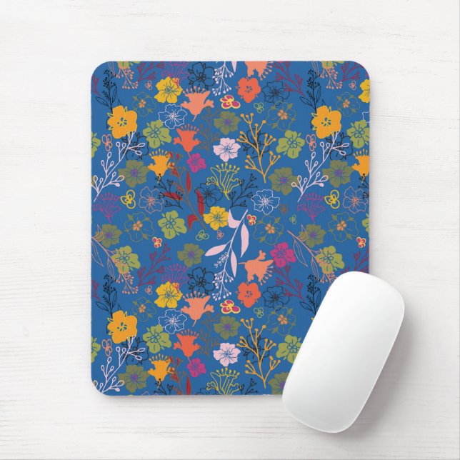 Modern Batik Victoria Blue Mouse Pad (With Mouse)