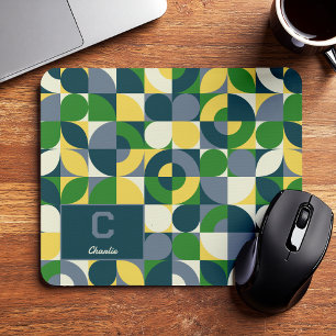 Modern Bauhaus Abstract Geometric Monogram Pattern Mouse Pad